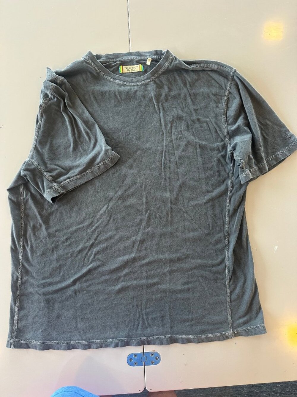 True Grit XL Dark Gray Cotton T-shirt Vintage Style Short Sleeve